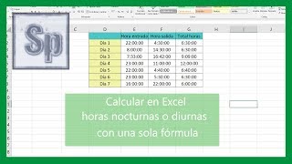 Excel  Calcular horas nocturnas o diurnas con una única fórmula Tutorial en español HD [upl. by Millwater]