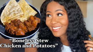 Boneless Brown Stew chicken with potatoes  TERRIANN’S KITCHEN [upl. by Nailuj178]