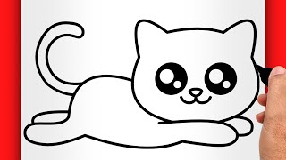 HOW TO DRAW A CAT EASY  Cute Cat Drawing EASY [upl. by Halimaj]