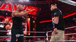 Raw The Rock and John Cena engage in a WrestleMania war of words [upl. by Sabina]