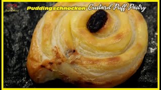 Puddingschnecken mit Blätterteig  Custard Roll Puff Pastry [upl. by Adrahs646]