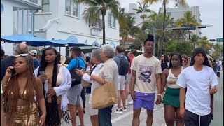 Spring Break 2023  Walking Miami Beach Ocean Drive Before Curfew [upl. by Hepza]