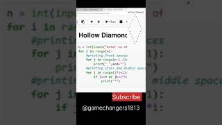 Hollow Diamond Pattern  Subscribe [upl. by Aicia]