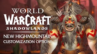 NEW Highmountain Tauren Customization Options Patch 915  Shadowlands [upl. by Millda860]