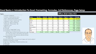 Excel Basics 1 Introduction To Excel 1 Formatting Formulas Cell References Page Setup [upl. by Leila]