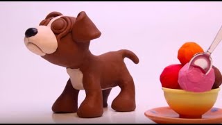 DOESN´T THE PUPPY LIKE ICE CREAM Play Doh Stop Motion and Cartoons For Kids 💕 Superhero Babies [upl. by Sopher]