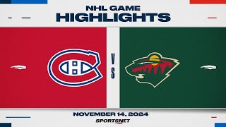 NHL Highlights  Wild vs Canadiens  November 14 2024 [upl. by Yerd]