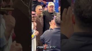 Tyson fury EMBRACES Usyk in first encounter after loss [upl. by Yorker178]