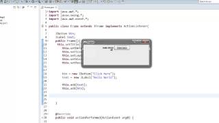11 برمجة واجهات المستخدم في جافا GUI in JAVA، تنفيذ الإجراءات البرمجية 1، باستخدام ActionListener [upl. by Blasien]