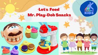 FEEDING MR PLAYDOH HEAD SNACKS  MAKING SNACKS USING PLAYDOH [upl. by Tobiah101]