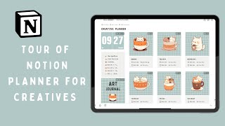 Notion tour of planner for creatives｜beginnerfriendly｜Etsy shop｜boost your creativity｜Cat themed [upl. by Ammeg]