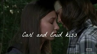 Carl and Enid kiss 7x05  The Walking Dead [upl. by Buckingham621]