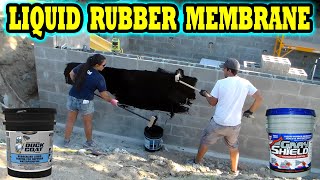 How to seal Concrete amp CMU block walls and foundations with Liquid Rubber Waterproof Coatings DIY [upl. by Bough426]