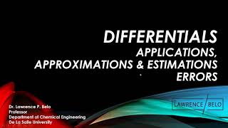 Differentials Errors and Estimations Lecture 31  Differential Calculus [upl. by Galven]