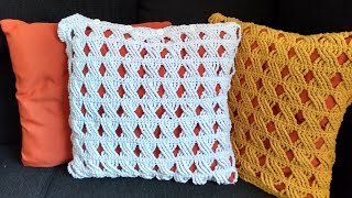 Capa para almofada em Ponto Trança Tutorial Diy Crochet [upl. by Utham646]