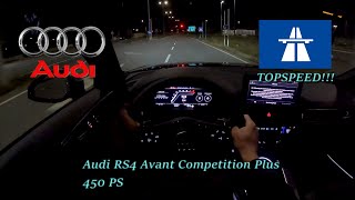 near crash2023 Audi RS4 Avant Competition Plus 450 PS NIGHTPOV DRIVE TOPSPEED FRANKFURT 60 FPS [upl. by Myra]