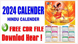 Calendar 2024 with Holidays  Calendar Design in CorelDraw [upl. by Chouest133]