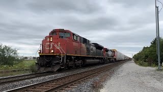 Horn salute CN train A435 at Goreway ￼￼￼ [upl. by Ettevram]