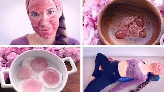 ORGANIC SPA AT HOME Rose quartz amp floral facial to promote self love [upl. by Eleahcim]