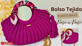 💥BOLSO TEJIDO A CROCHET CON ASA REDONDA HERMOSO ELEGANTE FACIL Y RAPIDO [upl. by Rahcir757]