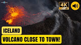 Active Volcano With A Hot Bubbling Lava Cauldron Close To A Small Town Grindavik Iceland May22024 [upl. by Aseiram]