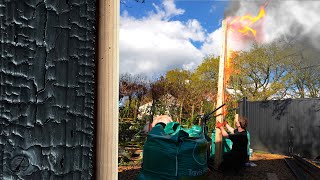 Traditional Japanese Way to Preserve Wood with Fire using Shou Sugi Ban Yakisugi on my Tiny Home [upl. by Yditsahc]