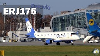 Spotting in Lviv  Landing and Takeoff NEW Belavia livery Embraer ERJ175LR from Minsk quotMSQUMMSquot [upl. by Aynotak292]