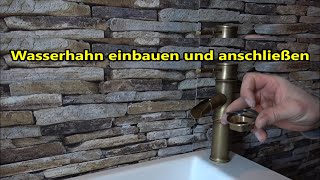 Wasserhahn montieren und anschließen Badezimmer Anleitung Wasserhahn Waschbecken einbauen [upl. by Becca10]