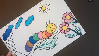 How to Draw Step by Step a Caterpillar l Learn Colors l Coloring Pages For Kids [upl. by Nyleek]