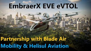 Embraers Eve Air Mobility To Provide eVTOL Jets To Blade Air Mobility amp Helisul Aviation  EmbraerX [upl. by Madelin]