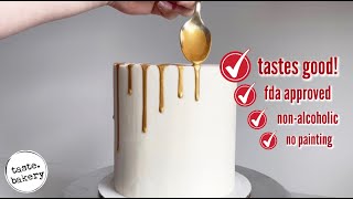 How to Make METALLIC GOLD DRIP for your CAKE without painting NEW SECRET RECIPE without alcohol [upl. by Ettenna]