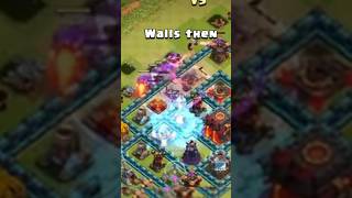 Walls NOW amp THEN ● Clash of Clans coc shorts clashofclans [upl. by Nosrac17]