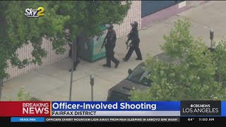 LAPD officers shoot armed suspect in Fairfax District [upl. by Koss]