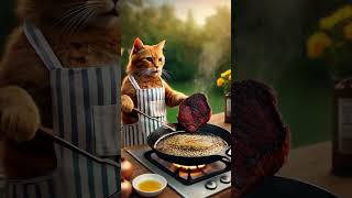 Cat Cooks Steak 🐱🥩 [upl. by Salomone298]