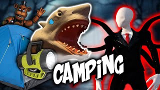 Shark Puppets HAUNTED Halloween Camping Trip [upl. by Maryjane]