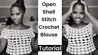 Open shell stitch crochet top  blouse [upl. by Merfe]