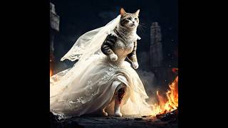 Cats Wedding is Sad because of a Big Fire cat cute couple ai aiimages [upl. by Olrac241]