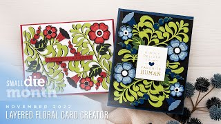 Spellbinders November 2022 Small Die of the Month – Layered Floral Card Creator [upl. by Nire]