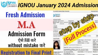 Ignou January 2024 Admission  How to Fill Admission form  ignou admission form kaise bhare MA [upl. by Miran]