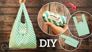 DIY Folding Shopping Bag  How to make a Unlined Grocery Bag sewingtimes [upl. by Adnar]