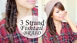 Three 3 Strand Fishtail Braid Hair Tutorial  Hairstyle [upl. by Aimet34]