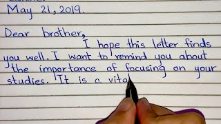 Letter to brother advising him to focus on studies  English Informal letter format  Hamdwriting [upl. by Ellerol]