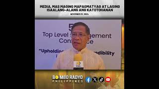 Media mas maging mapagmatyag at laging isaalangalang ang katotohanan  Bombo Radyo [upl. by Launce883]