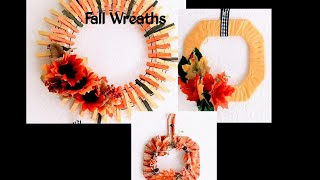 Fall Wreath Ideas using clothespins ampCard boards 3 Easy wall decor DIY [upl. by Ddal]