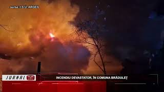 Incendiu devastator în comuna Brăduleț  14 11 2024 [upl. by Wenoa]