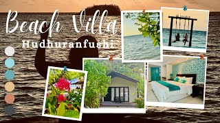 Welcome to a BEACH VILLA at HUDHURANFUSHI RESORT🌊🩵✨ hudhuranfushi maldives vacation viral 💙 [upl. by Gwennie]