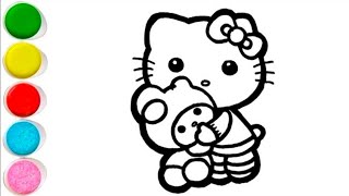 Hello kitty With Baby Hello kitty Drawing Painting Coloring For kids amp Toddlers [upl. by Margaret225]