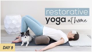 Restorative Yoga Poses At Home  Supported Bridge Pose With Bolster [upl. by Darwen]