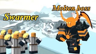 Swarmer vs molten boss tower defense simulator [upl. by Nennahs]