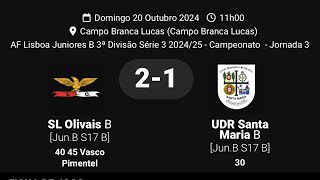 SLO vs UDR Sta Maria  3ª Jornada AFL III Div JunB Sub17  2ª Parte [upl. by Piggy]